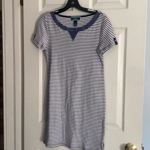 Navy blue & white stripe short sleeve dress